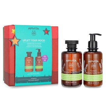 APIVITA Uplift Your Mood Toning & Revitalization Set: Tonic Mountain Tea Shower Gel + Tonic Mountain Tea Body Milk