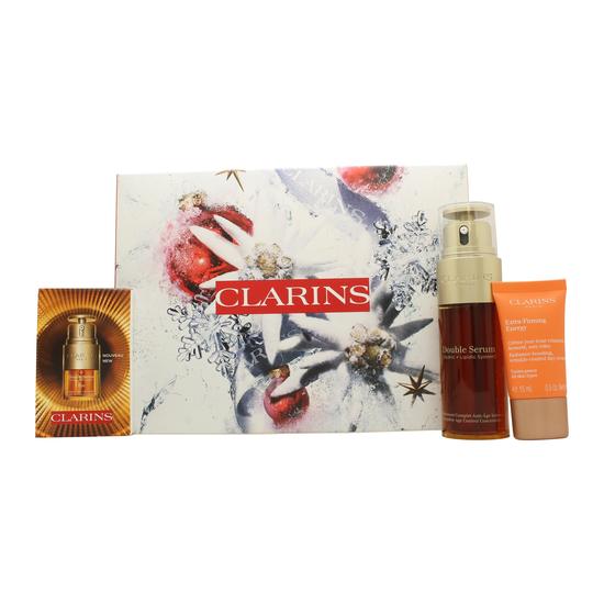 Clarins Energising Glow Gift Set 50ml Double Serum + 15ml Day Cream + Double Eye Serum