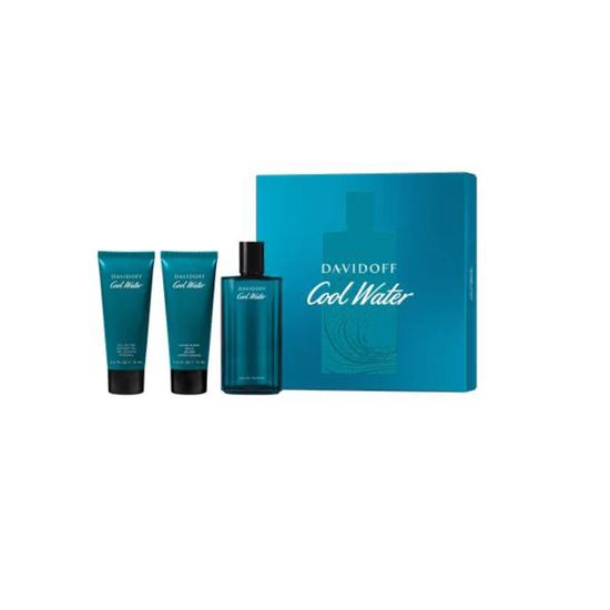 Davidoff Cool Water Eau De Toilette Men's Aftershave Gift Set Spray With Shower Gel & Aftershave Balm