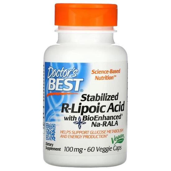 Doctor's Best Stabilised R-Lipoic Acid With BioEnhanced Na-RALA 100mg Vegicaps