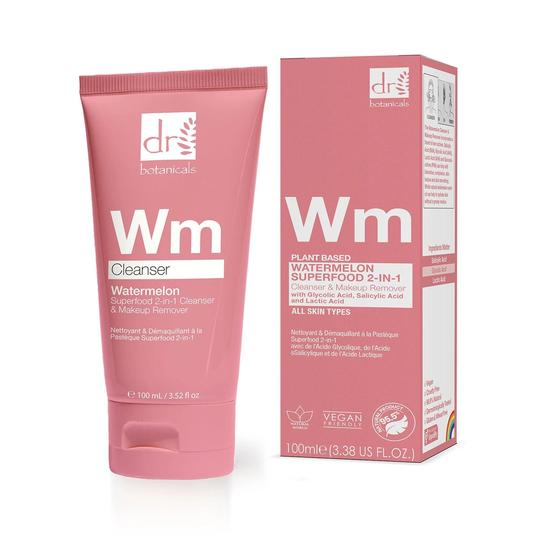 Dr Botanicals Watermelon Superfood 2-in-1 Cleanser & Makeup Remover With Glycolic Acid, Salicylic Acid & Lactic Acid