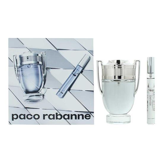 Paco Rabanne Invictus Eau De Toilette 100ml + 10ml Travel Spray Gift Set For Him