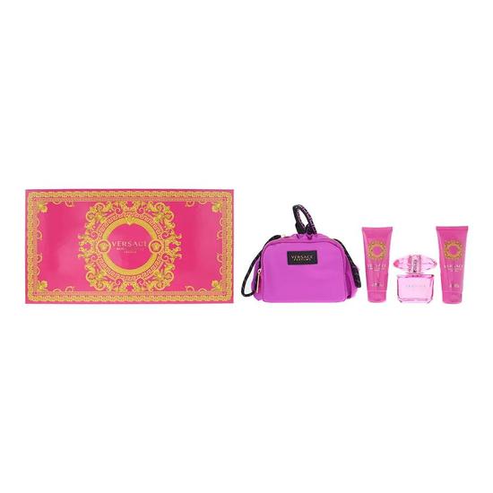 Versace Bright Crystal Absolu Gift Set: Eau De Parfum 90ml Shower Gel 100ml Body Lotion 100ml Pouch