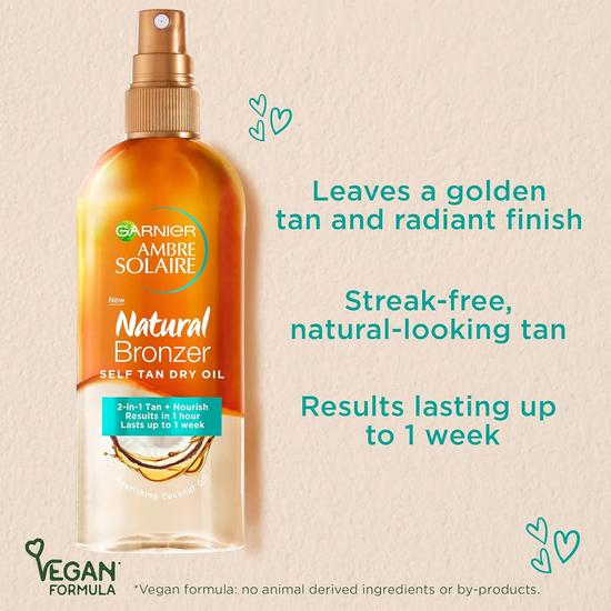 Ambre Solaire Natural Bronzer Self Tan Dry Oil With Coconut Oil 150ml