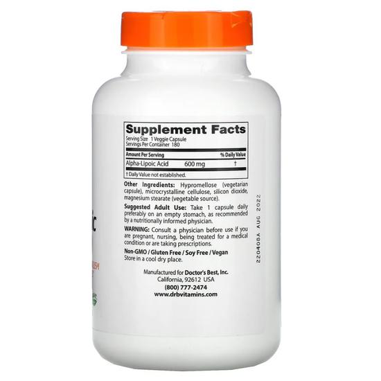 Doctor's Best Alpha Lipoic Acid 600mg Vegicaps 60 Vegicaps
