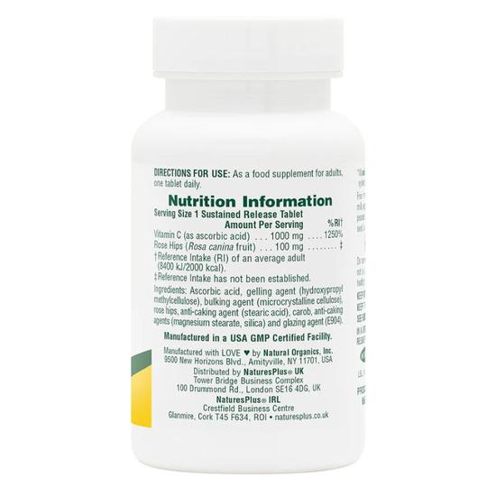 Nature's Plus Vitamin C 1000mg With Rose Hips Sustain Release Tablets 60 Tablets