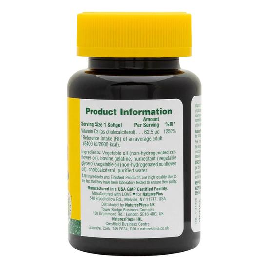 Nature's Plus Vitamin D3 2500iu Softgels 90 Softgels