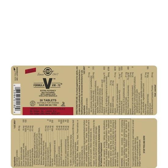 Solgar Vitamins Formula VM-75 Tablets x30
