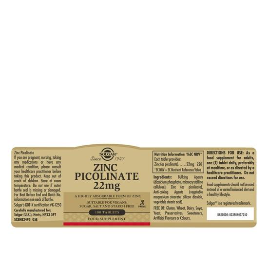Solgar Zinc Picolinate x100